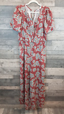By Anthropologie Somerset Jumpsuit Large Dusky Pink Floral All in One Pockets