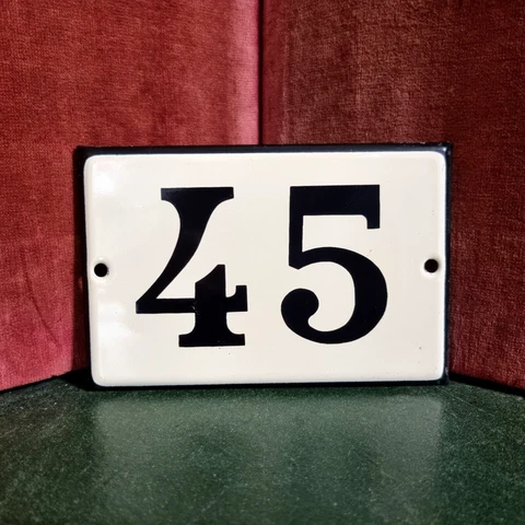 Vintage French enamel house sign number 45 for door , mailbox , wall , street Cover