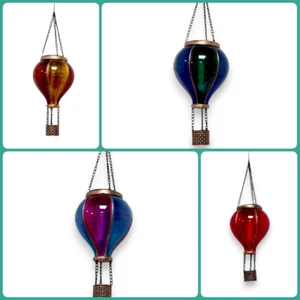 37cm Solar amber Flame Rainbow Hot Air Balloon Hanging LED Outdoor Lantern Light - Picture 1 of 47