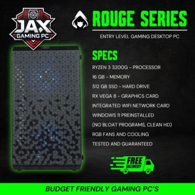 ENTRY LEVEL Gaming Desktop PC - Ryzen 3 - 16GB RAM - 512GB SSD - RX Vega 8 - Image 1 of 3