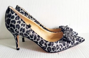 IVANKA TRUMP - Metallic - Black/Silver Animal Print Heels with Bow - Size 7M - Picture 1 of 7
