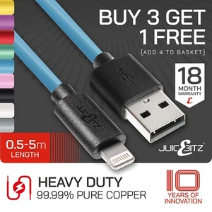 Extra Long iPhone & iPad Charger Cable 2m 3m 4m 5m Heavy Duty USB Charging Lead - Picture 1 of 66