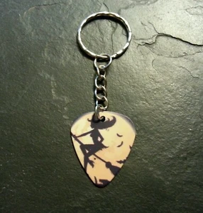 Witch Halloween Pin Up Girl Guitar Pick Keychain Ring Pendant Charm Gift Present - Picture 1 of 2