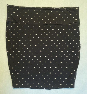 Torrid Pencil Skirt Black w/ White Cat Heads & Polka Dots Sz 3 - Picture 1 of 7