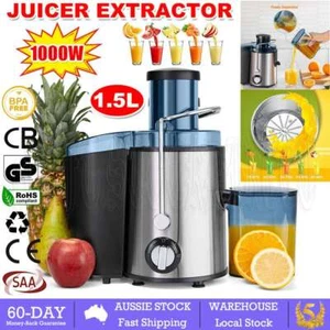 Electric Juicer 1000W 1.5L Fruit Vegetable Juice Extractor Stainless Steel AU - Picture 1 of 12