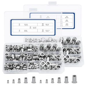 SAE e Kit di dadi metrici per rivetti in acciaio inox, 380 pezzi assortimento di rivetti e dadi - Foto 1 di 7
