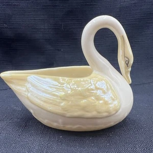 Belleek Porcelain Swan Creamer Pitcher / Trinket Container Dish Green Mark - Picture 1 of 4
