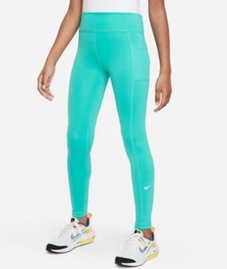 New Nike Girls 7-16 Dri-FIT One-Rise Leggings- Clear Jade White-Size-L -NWT $40 - Picture 1 of 6