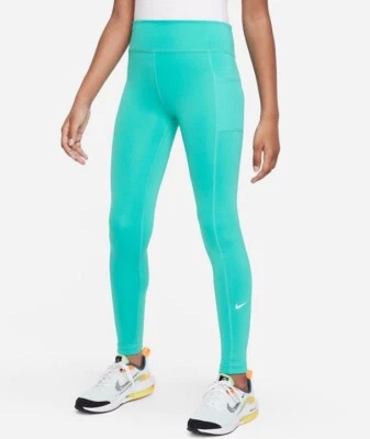 New Nike Girls 7-16 Dri-FIT One-Rise Leggings- Clear Jade White-Size-L -NWT $40 - Image 1 of 4