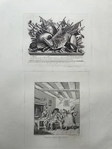 1822 Antique Print; Hogarth / Heath: Farmer's Return & March to Finchley Receipt - Picture 1 of 4