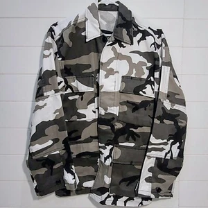 Josie Bruno Vintage Women's S/M Camo Jacket Black White Floral Applique - Picture 1 of 10