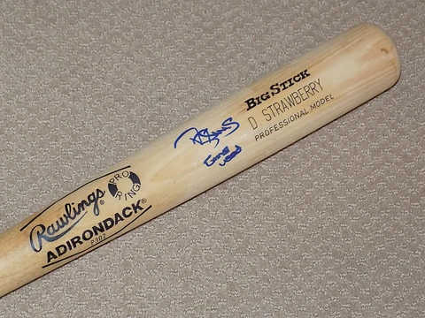 Daryl Strawberry Game Used Signed Bat New York Mets Yankees JSA Cover