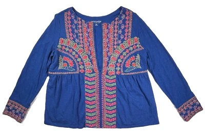 SOFT AROUND Mujer L Azul Bordado Tejido Cárdigan Chaqueta Boho Artístico Usado en Excelente Condición Foto 1 de 4