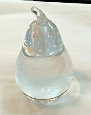 Vintage Val St. Lambert Clear Crystal Art Glass Pear Paperweight - image 1 of 3