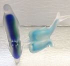 Frosted Light Blue Dolphin and Frosted Blue &amp; Green Penguin Paperweights/Figurin