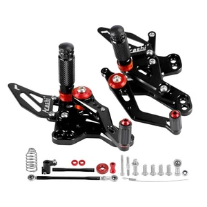 Black Rearsets Adjustable Foot Pegs Rest For Honda CB650R CBR650R 2019-2023 E7 - Picture 1 of 6