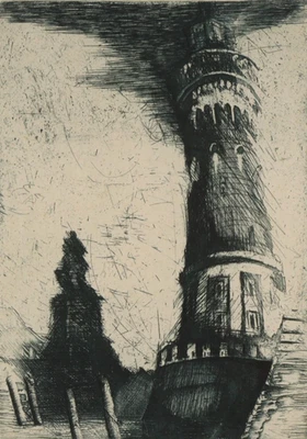 Erich SMODICS Farbradierung LINDAU 1983 signiert gerahmt etching Radierung - Bild 1 von 4