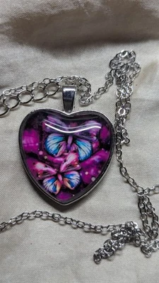 Colgante Corazón Mariposa Mujer en Cadena Plata 20" Envío Gratis Foto 1 de 4