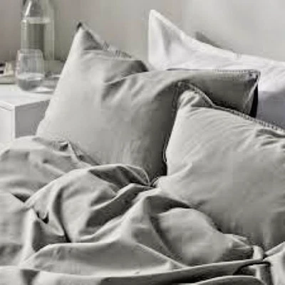 IKEA ÄNGSLILJA FUNDA NÓRDICA Completa/Queen y JUEGO DE 2 FUNDAS DE ALMOHADA GRIS 100% Algodón Foto 1 de 4