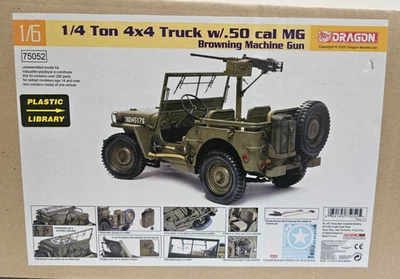 US SELLER 1/6 DRAGON 1/4 TON JEEP 4X4 TRUCK W/ .50 CAL MG #75052 NEW MODEL KIT - Image 1 of 3