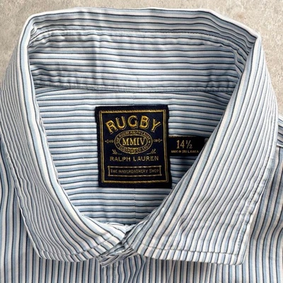 Camisa Rugby Ralph Lauren Rayas Manga Larga Azul Marino S-M Estilo Vintage Foto 1 de 4