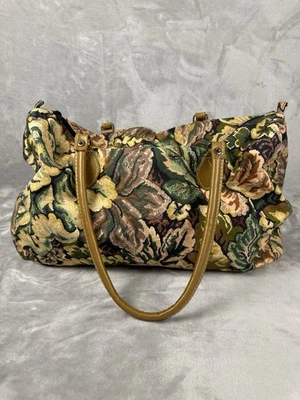 Bolso de Noche Vintage Años 90 Floral Fin de Semana Negro Tostado Púrpura Foto 1 de 4