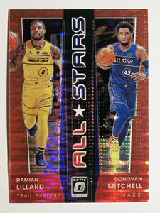 2021-22 Donruss Optic All-Stars Red Pulsar #5 Damian Lillard/Donovan Mitchell - Picture 1 of 2