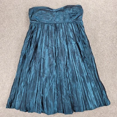 Vestido sin tirantes Calypso St. Barth para mujer 2 azul verde seda cóctel mini nuevo Foto 1 de 4