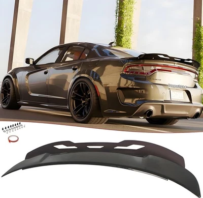 For Dodge Charger Rear Spoiler Wing Hellcat Style w/Gurney Flap Wickerbill 11-23 - Image 1 of 4