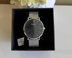 Reloj Asher Nine West para Hombre NWW1620M Banda de Malla Inoxidable Cara Negra. NUEVO - Imagen 1 de 11