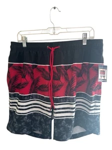 Nuevo Bañador Lo último Carbón Para Hombres Talla Grande Rojo Negro Palmeras Rayas Bolsillo Trasero - Imagen 1 de 6