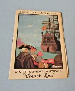 August 1927 French Line SS Ile de France Cruise Ship Passenger List New York - Foto 1 di 4