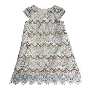Camilla Girls' White & Gold Lace Lined Formal Dress Size 6 - Picture 1 of 6