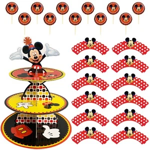 3-stufiger Mickey Cupcake Ständer Topper & Wrapper Cartoon Maus Geburtstag Party Dekor - Bild 1 von 7
