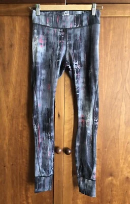 ASICS Size S Women’s Workout/Running/Yoga Leggings Grey/Pink Print Pocket Tights - Image 1 of 4