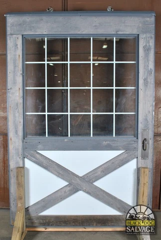 Sliding Half Glass Barn or Garage Door, Reclaimed, 72.25" x 107.5" Cover