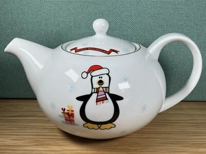 Winter Wonderland White Ceramic Large Teapot Snowman Design - Picture 1 of 11