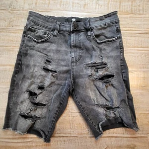 Jordan Craig Mens 31 Black Cut Off Jean Shorts Distressed Ripped - Picture 1 of 9