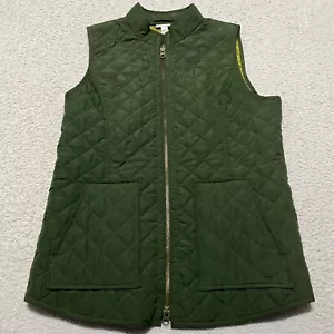 J.Jill Womens Small Vest Jacket Solid Green Full Zip Quilted Puffer Sleeveless - Picture 1 of 8