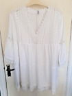 Ladies Raviya White 3/4 Length Sleeved Summer Top With Lace Size L.