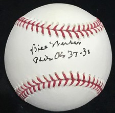 BILL WERBER "1937-38 A'S" W/INS REDS HOF AUTOGRAPHED SIGNED BASEBALL BAS BECKETT