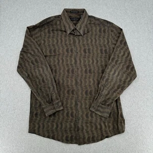 Jhane Barnes Shirt Mens Medium Brown Abstract Long Sleeve Pocket Button Up Japan - Picture 1 of 9