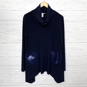 Joseph Ribkoff Damen Marineblau Tunika Top Pailletten Taschen Wasserfallausschnitt Gr. 10 - Bild 1 von 9
