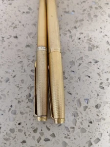 Vintage Parker 75 SET fountain 14k And Ballpoint Pen Set Gold Made in France - Picture 1 of 16