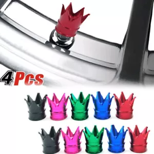 4pcs Aluminum Crown Car Tire Valve caps Bike Wheel Tyre Valve Air Dust Cap Stem- - Picture 1 of 20