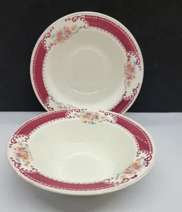 Zwei USA Homer Laughlin 6,25" Schalen Majestic Bretagne Burgund Vintage A 52 N 6 - Bild 1 von 6