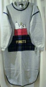 Peanuts Collection Snoopy & Woodstock Gray Night Shirt Front Pocket Size Medium - Picture 1 of 7