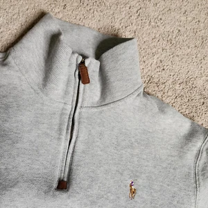 Polo Ralph Lauren Estate Rib Quarter Zip Sweater XL Tall Gray Pony Pullover Knit - Picture 1 of 8