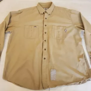 Tyndale FR Button Shirt Large Beige Tan CAT 2 2112 9 CAL HRC Flame Resistant ARC - Picture 1 of 7
