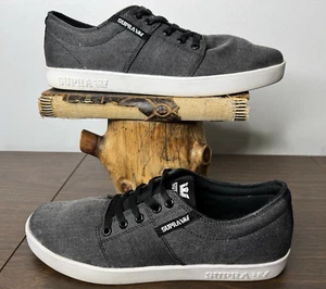 Supra Para Hombres Talla 11 Zapatilla Gris Negro Con Cordones Zapatos de Monopatín Informales - Imagen 1 de 12
